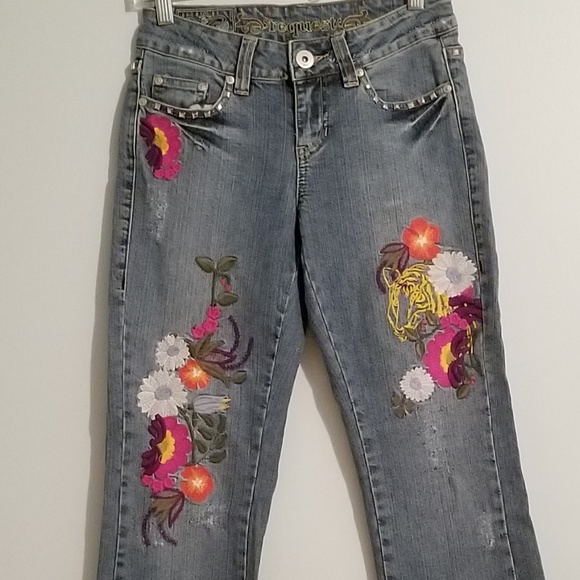Request Embroidered Studded Jeans Size 26 - Picture 2 of 8